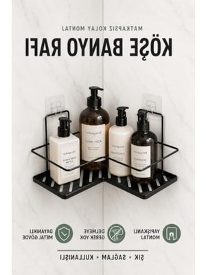 Metal Banyo Düzenleyici, Yapışkanlı ve Köşe Raf Özellikli
