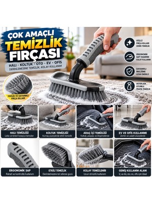 Khi-Zai Saplı Halı, Koltuk ve Araç Temizlik Fırçası – Çok Amaçlı Iç & Dış Oto, Ev ve Ofis Kullanımı Için Ergonomik Temizlik Aparatı