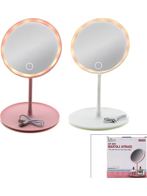 Khi-Zai Yuvarlak 6.5 Inc Ledli - USB Şarjlı Makyaj Aynası 90° Açı Ayarlı Takılı Ayak Renkli Pls İ11-016