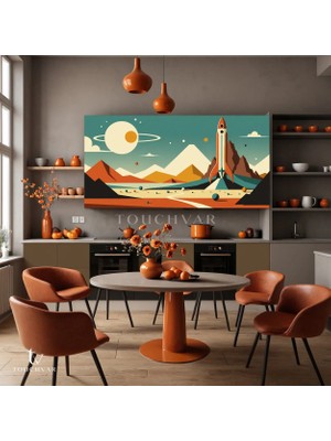 Touchvar Yatay Panoramik Kanvas Tablo Uzay Roketi Gezegen Uzay Tablosu Ev Ofis Duvar Dekoru