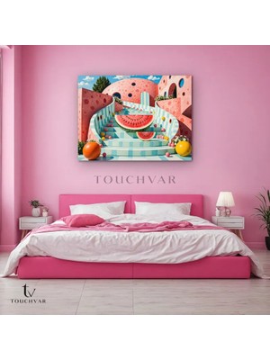 Touchvar Yatay Kanvas Tablo Karpuz Mimari Tasarım Sürreal Tablo Ev Ofis Duvar Dekoru