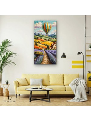 Touchvar Dikey Panoramik Kanvas Tablo Sıcak Hava Balonu Doğa Manzara Tablosu Ev Ofis Duvar Dekoru
