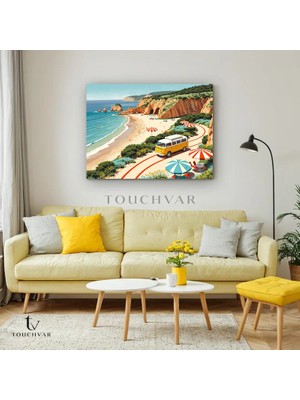 Touchvar Yatay Kanvas Tablo Sahil Yolu Karavan Manzara Tablosu Ev Ofis Duvar Dekoru