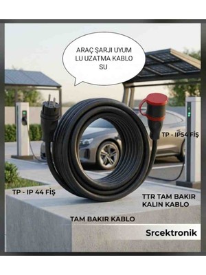 Srcelektronik Öznur Veya Hes Kablolu (3-50 Metre) 3X4MM (Yüzde 100 Tam Bakır) 220 Volt- 16 Amper - 3.7kw Araç Şarjı Uyumlu. Yağmur Altında Kullanıma Uygundur.