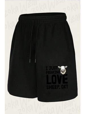 Zoka Wear I Just Freaking Love Sheep Ok Baskılı Şort Unisex