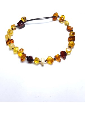 Ilgın Doğal Taş Takı Gerçek Damla Kehribar Bileklik - Asansör Düğümlü Amber 3.5 gr
