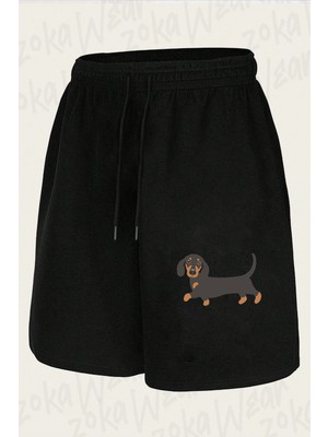 Zoka Wear Black And Tan Dachshund Sausage Dog Baskılı Şort Unisex