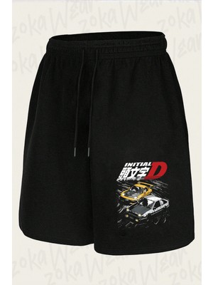 Zoka Wear Mountain Drift Racing Initial D Tandems AE86 Baskılı Şort Unisex