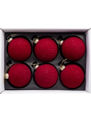 Omelas Yılbaşı Çam Ağacı Süsü Top Yılbaşı Topu Cam Top 8 Cm. 6 'lı Paket