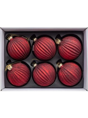 Omelas Yılbaşı Çam Ağacı Süsü Top Yılbaşı Topu Cam Top 8 Cm. 6 'lı Paket