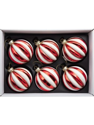 Omelas Yılbaşı Çam Ağacı Süsü Top Yılbaşı Topu Cam Top 8 Cm. 6 'lı Paket