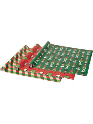 IKEA 3'lü Kırmızı-Yeşil Hediye Paketi Kağıdı 70 cm x 3 M