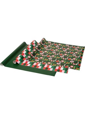 IKEA 3'lü Yeşil-Kırmızı Hediye Paketi Kağıdı 70 cm x 3 M