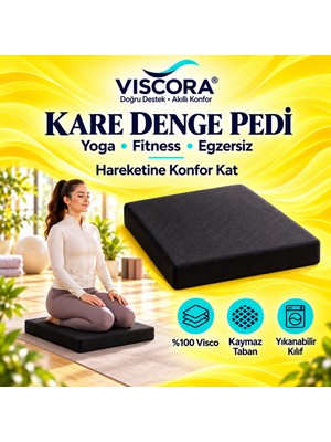 Viscora Kare Denge Pedi – Yoga, Fitness ve Egzersiz Için Kaymaz Visco Minder, Diz Çökme Desteği