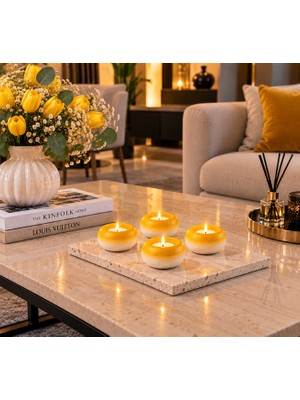 ozncicektasarim Dekoratif Tealight Mumluk 4’lü Set, Renk Geçişli Mini Mumluk Takımı, Modern Ev ve Sehpa Dekoru
