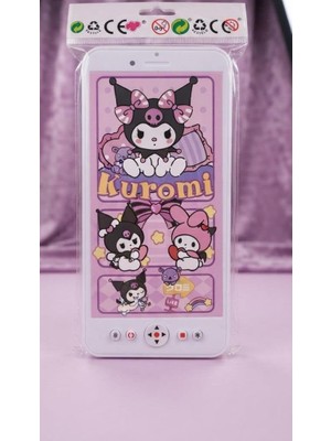 Abnturk Kuromi Tasarımlı Işıklı ve Müzikli Çocuk Oyuncak Telefonu - Eğitici Akıllı Telefon (Mor/siyah Tema) 16 x 8 cm