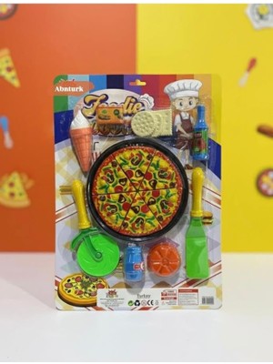 Abnturk Pizza Set 17 Parça Tepsili Kesici Spatula 6 Dilim Pizza Tuz Bisküvi 44X31CM Mutfak Ascilik Oyuncak