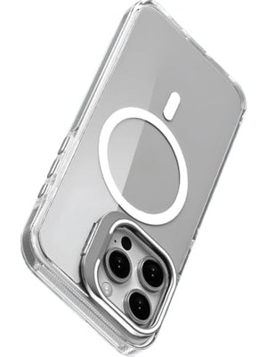 Ceylan Adam iPhone 14 Pro Max Beyaz Kılıf; Magsafe Uyumlu, Şeffaf Görünümlü ve Standlı