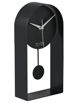Ceylan Adam Sarkaçlı Metal Siyah Masa Saati Sessiz Mekanizma Dekoratif Modern Tasarım 32X16 cm Mms MYK3000-1