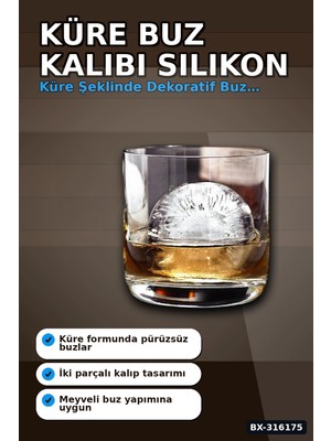 La Boom Küre Buz Kalıbı Yuvarlak Silikon Içecek ve Dondurma Kalıbı 1 Adet 4.5 cm BX-316175