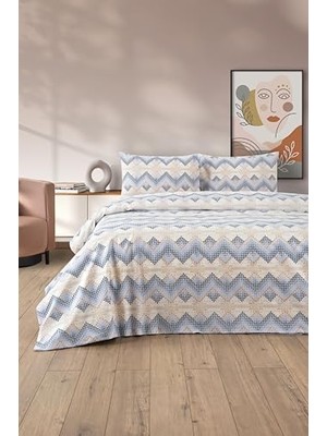 Ceylan Adam Lovely Desenli Tek Kişilik Nevresim Takımı - Lastikli Çarşaflı Tek Kişilik Nevresim Seti (Mavi)