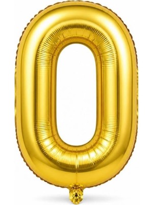 34 Inç Rakam Folyo Balon, Gold, Doğum Günü, Yıl Dönümü ve Özel Gün Parti Süsü, 1 Adet, 0