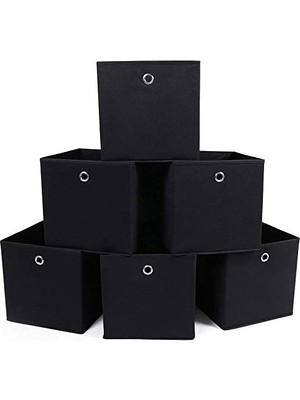 Ceylan Adam RFB02H-3 Saklama Kutusu; 6 Adet, Katlanır Kutu, Parmak Delikli, 30 x 30 x 30 Cm, Siyah
