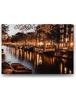 Ceylan Adam 140X100 cm Amsterdam Hollanda Şehir Görünümü Tablosu