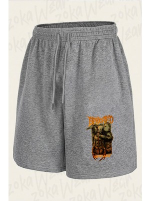Zoka Wear Benighted Baskili Unisex Siyah Baskılı Şort Unisex