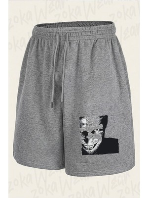 Zoka Wear Aphex Twin Baskili Beyaz Baskılı Şort Unisex