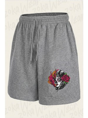 Zoka Wear Kadin Gul Iyi Kotu Baskılı Şort Unisex
