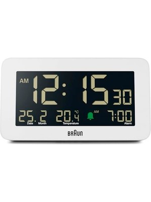 Ceylan Adam Dijital Çalar Saat, Tarih, Ay ve Sıcaklık Göstergeli, Negatif LCD Ekran, Hızlı Set, Crescendo Bip Alarmı, Beyaz Model, BC10W.