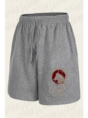 Zoka Wear Tunalya Guclu Bozkurt Baskılı Şort Unisex