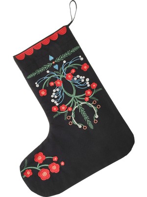 IKEA Siyah Pamuklu Noel Çorabı 45 cm