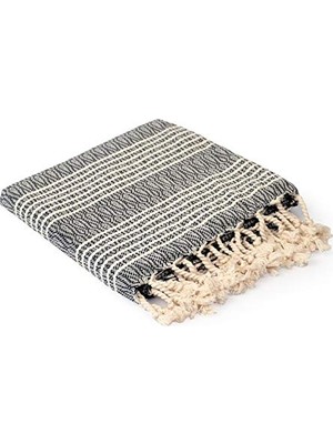 Ceylan Adam Yaprak Peştemal Plaj Havlusu Sauna, Yoga, Fitness Için Çok Amaçlı Kullanım 100X180 cm Koyu Gri