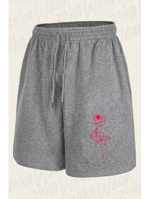 Zoka Wear Gul Baskili Baskılı Şort Unisex