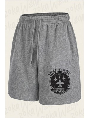 Zoka Wear Top Gun Maverick Fighter Town Usa 3 Jet Logo Baskılı Şort Unisex