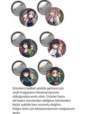 Slayer Anime Buton Rozet 6 Adet 37MM
