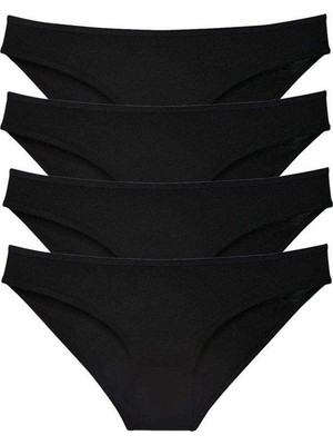 Milas Toptan 4 Adet Süper Eko Set Likralı Kadın Slip Külot Siyah