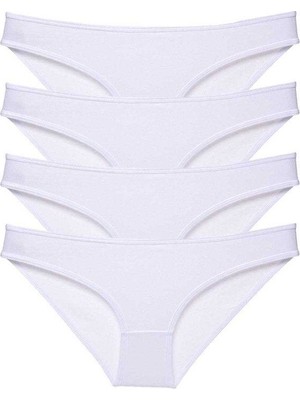 Milas Toptan 4 Adet Süper Eko Set Likralı Kadın Slip Külot Beyaz