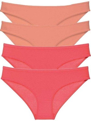 Milas Toptan 4 Adet Eko Set Likralı Kadın Slip Külot Pudra Fuşya