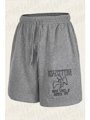 Zoka Wear Logo LED Zeppelin Baskılı Şort Unisex