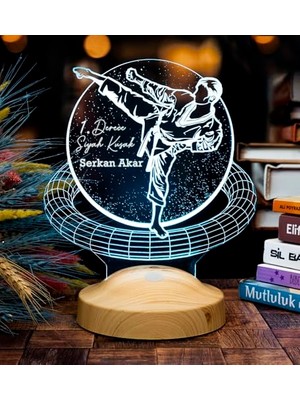 Ceylan Adam Karateci Hediyesi, Karate Tekvando Judo Sporcuya Hediye 3D LED Lamba