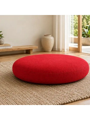 Milas Toptan Düz Yuvarlak Yer Minderi · 60 × 60 × 8 cm · Kırmızı