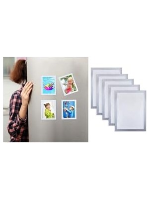 Ceylan Adam 10 Adet Mıknatıslı Şömiz Manyetik Resim Çerçeve Şeffaf Magnet Şömiz Dosya 10X15 cm - Gri Kenarlı