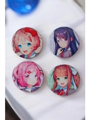 Doki Edebiyat Kulübü Buton Rozet 4 Adet 44MM