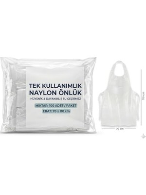 Ceylan Adam 70X110 Cm, 20 Mikron Beyaz Naylon Hijyen Önlüğü; 100 Adet Tek Kullanımlık