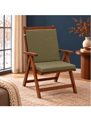 Milas Toptan Tek Parça Sırtlıklı Sandalye Minderi · 80 × 40 × 4 cm · Haki · 80 × 40 × 4 cm