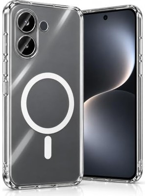 Ceylan Adam Xiaomi Poco X8 Pro ile Uyumlu Şeffaf Kılıf Magsafe Uyumlu Güçlü Mıknatıslı Wireless Şarj Destekli Crystal Clear Ince Sert Arka Kapak Kamera Lens Korumalı Darbe Emici Kılıf