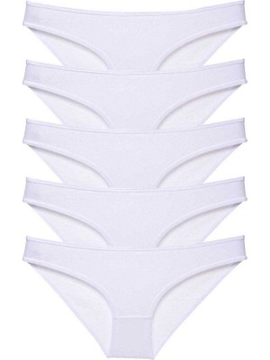 Milas Toptan 5 Adet Süper Eko Set Likralı Kadın Slip Külot Beyaz